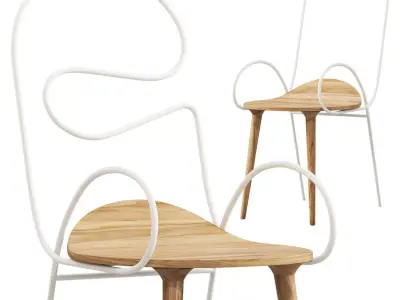 Sylph Chair by Atelier Deshaus 3 options 3D model