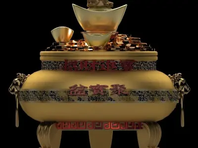 Chinese gold Ingot treasure bowel   3D model