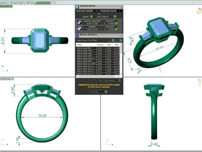 Engagement ring Maya radiant  3D print model
