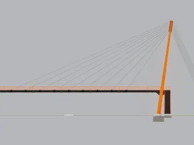 Rope Tension Pedestrian Overpass Type-1 3D model