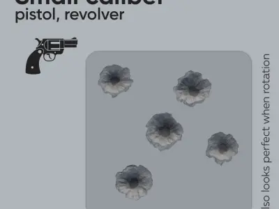 15 Bullet Hole Decals Pack on Concrete Wall 8 Texture