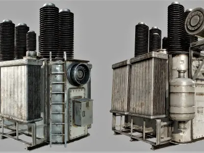 Old Rusty Transformer PBR Low-poly 3D model