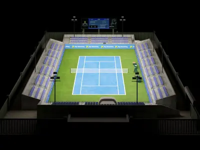 Studiom-Tennis-Court tennis court Low-poly 3D model