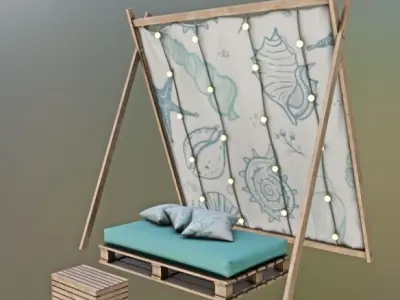 Set Beach Sofa Low-poly 3D model