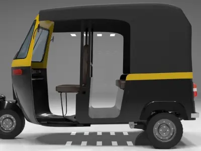 AUTO RICKSHAW 3D MODEL  Low-poly 3D model