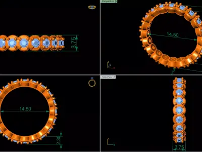 Full Eternity Diamond Band  Model RJ 88 3D print model