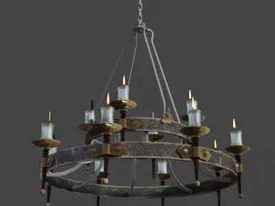 chandeleir metal chandelier with candles Free 3D model