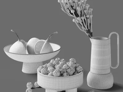 Decor Brunia and blackberry vases buddha nuts Set 77 3D model
