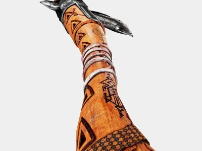 Tribal War Axe Game Ready Low-poly 3D model