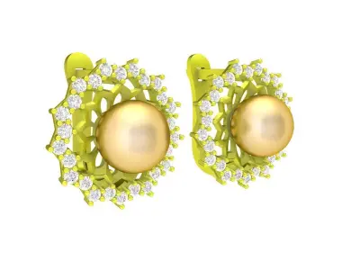 Luxury Pearl Halo Pave Drop Earrings 5636 3D print model