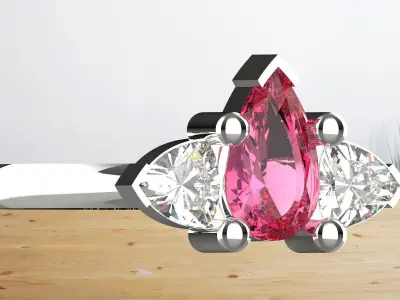 3 stone and sapphire beautful wedding lucxary  ring  3D print model