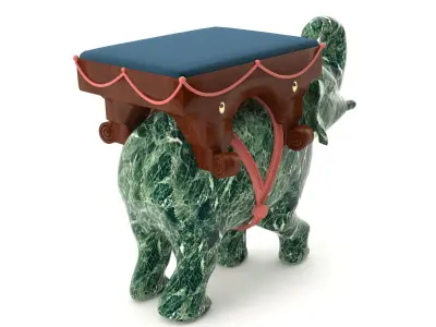 Elephant Stool Malachite mahogany gold 3D model