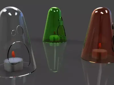 Ghost three different colored glass candle holders Free 3D model