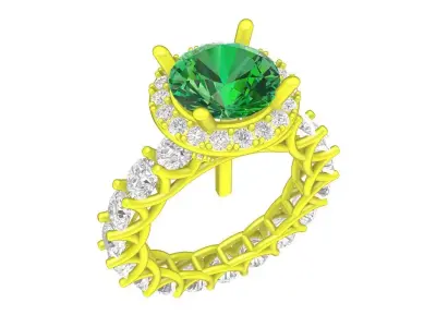 A7670 Luxury Halo Diamond Eternity Engagement Ring 3D print model
