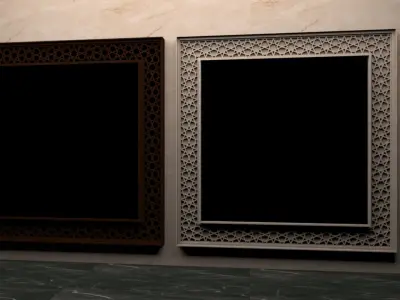 Mirror pair of picture frames on wall 3D model