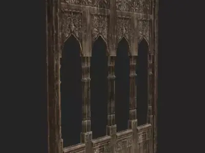 Inside Church Fence Wall Low-poly 3D model