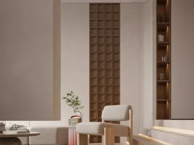 Modern living room dining room interior scenes 358 3D model