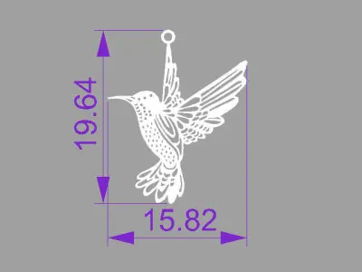 Colibri gold hummingbird hanging from chain 3D print model