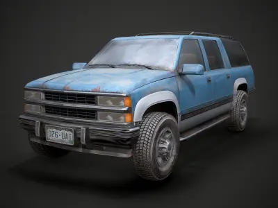 Old Suv car low poly Low-poly 3D model