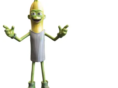 Cartoon Banana Character Low-poly 3D model
