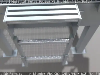 Industrial Metal Podium With Ladder Low-Poly Low-poly 3D model