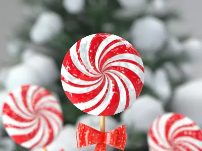 Christmas Candy Turbine Lollipop 3D Model 3D model