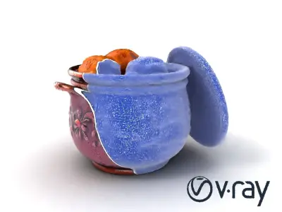 Intricately Carved Pot with Floral Garlands model pack Low-poly 3D model