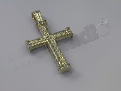 High luxury unique rope cross with gems 3d design 3D print model