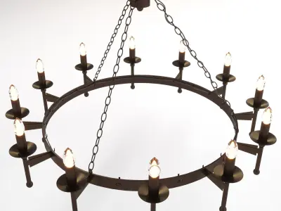 Wrought Iron Castle Chandelier 3D model