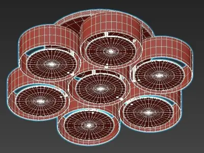 foresta-sl483-502-07 ceiling light with six round shades 3D model
