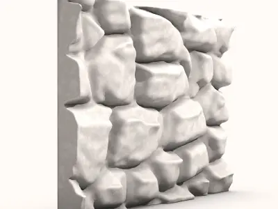Ancient Battered Stone Wall Section 3D model