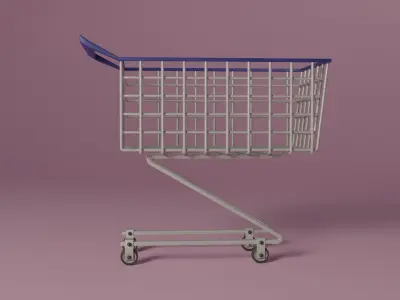 Shopping Cart Low-poly 3D model