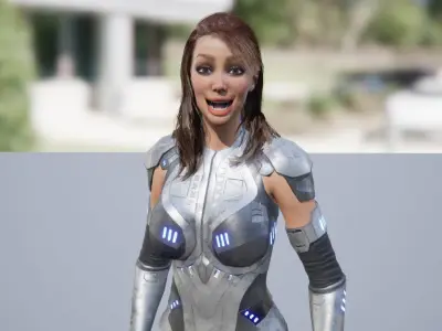 Futuristic Sci-Fi Girl Character Unreal Engine MOCAP Game Ready Low-poly 3D model