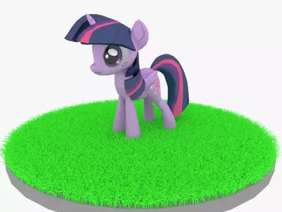 Cartoon Purple Pony Rigged Low-poly 3D model
