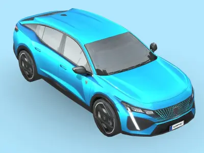 Peugeot 408 2022 Low-poly 3D model