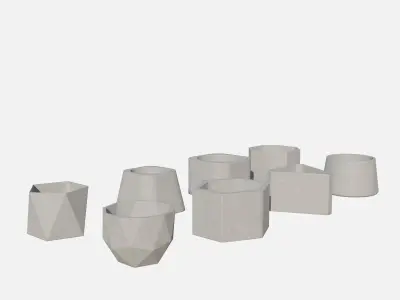 Cement pot  Low-poly 3D model