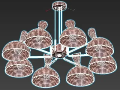 amanda modern chandelier with glass shades and metal 3D model