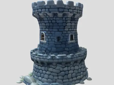 Stone Tower 3D Model PBR Textured Game Ready 3D model