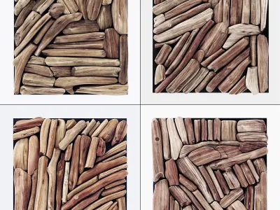 Rectangle panel branch splinter Big n7 3D model