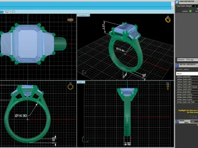 Three Stone Emerald Wedding Ring 3D print model