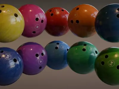 Bowling Set Low-poly 3D model