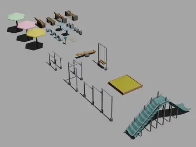 Stilyzed city pack Low-poly 3D model