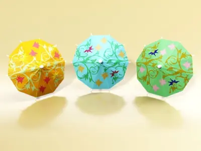 High Detailed Cocktail Umbrella 3D model