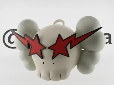 Kaws Keychain Bape Companion Textured Low-poly 3D model