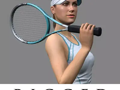 Tennis Player Girl RIGGED Low-poly 3D model