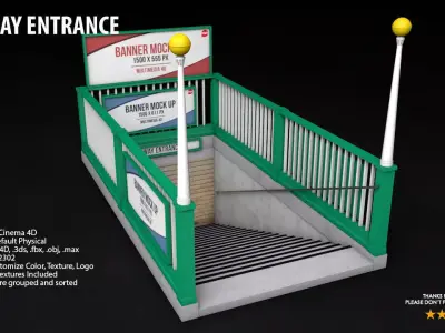 Subway Entrance - Street Props 3D model