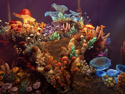 Fantasy cave plants Low-poly 3D model