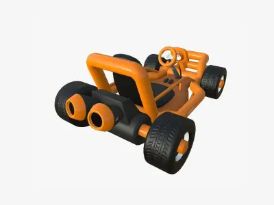 Cartoon Kart H07 Orange - Vehicle Racing Design Low-poly 3D model