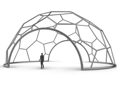 Hexagonal Dome with entry Geodesic Like Pattern 3D model