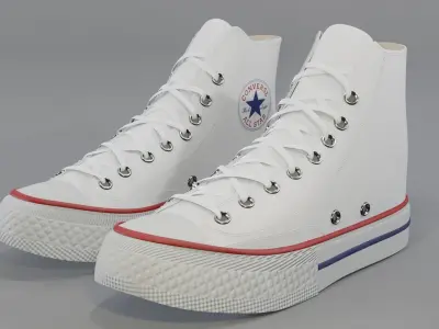 Basketball Leather Shoes Converse All Star White 3D model